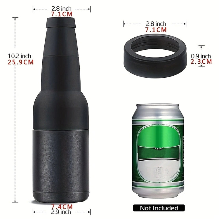 Double Vacuum 12oz Coke Can Insulated Mug 304 Stainless Steel Beer Cooler With Bottle Opener - Black