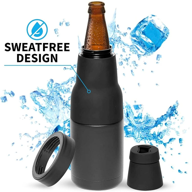 Double Vacuum 12oz Coke Can Insulated Mug 304 Stainless Steel Beer Cooler With Bottle Opener - Black
