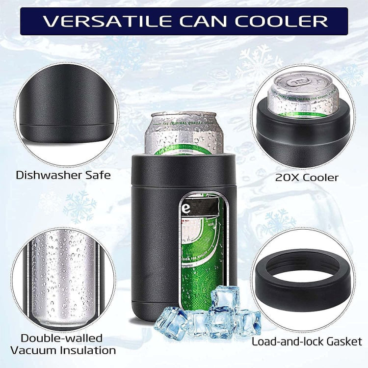 Double Vacuum 12oz Coke Can Insulated Mug 304 Stainless Steel Beer Cooler With Bottle Opener - Black