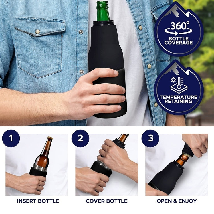 Double Vacuum 12oz Coke Can Insulated Mug 304 Stainless Steel Beer Cooler With Bottle Opener - Black