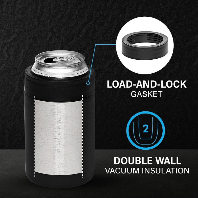 Double Vacuum 12oz Coke Can Insulated Mug 304 Stainless Steel Beer Cooler With Bottle Opener - Black