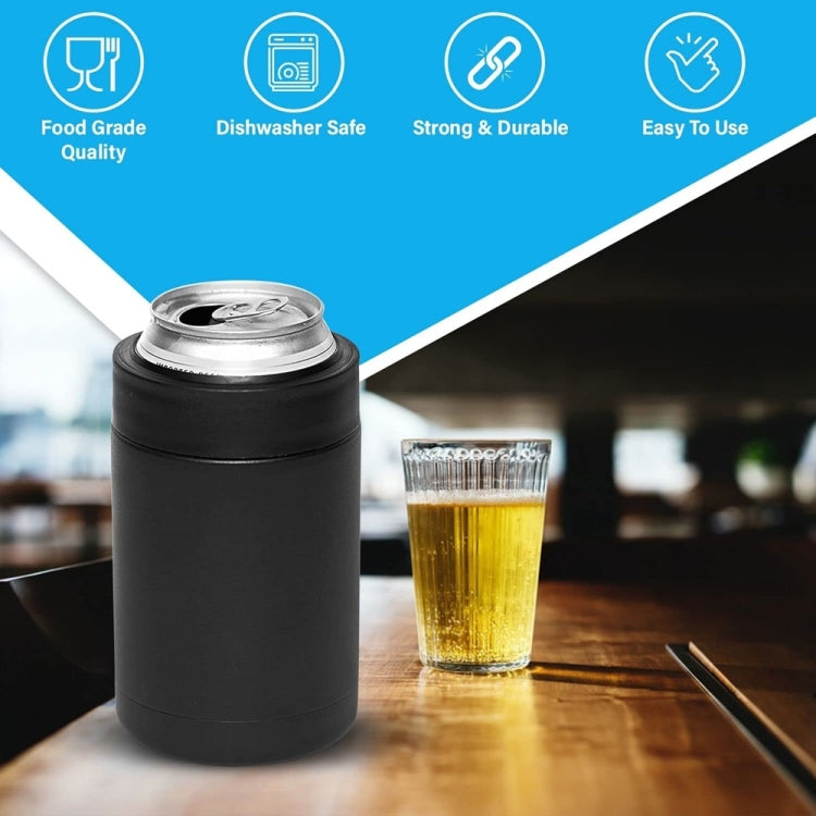 Double Vacuum 12oz Coke Can Insulated Mug 304 Stainless Steel Beer Cooler With Bottle Opener - Black
