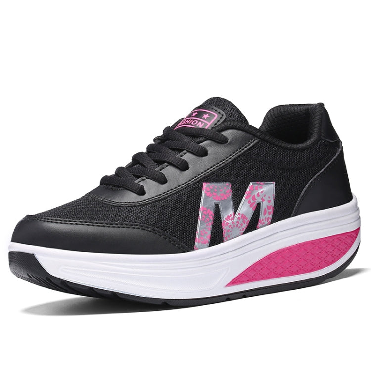 Womens Sneakers Thick Bottom Platform Shoes Mesh Breathable Rocker Shoes, Size: