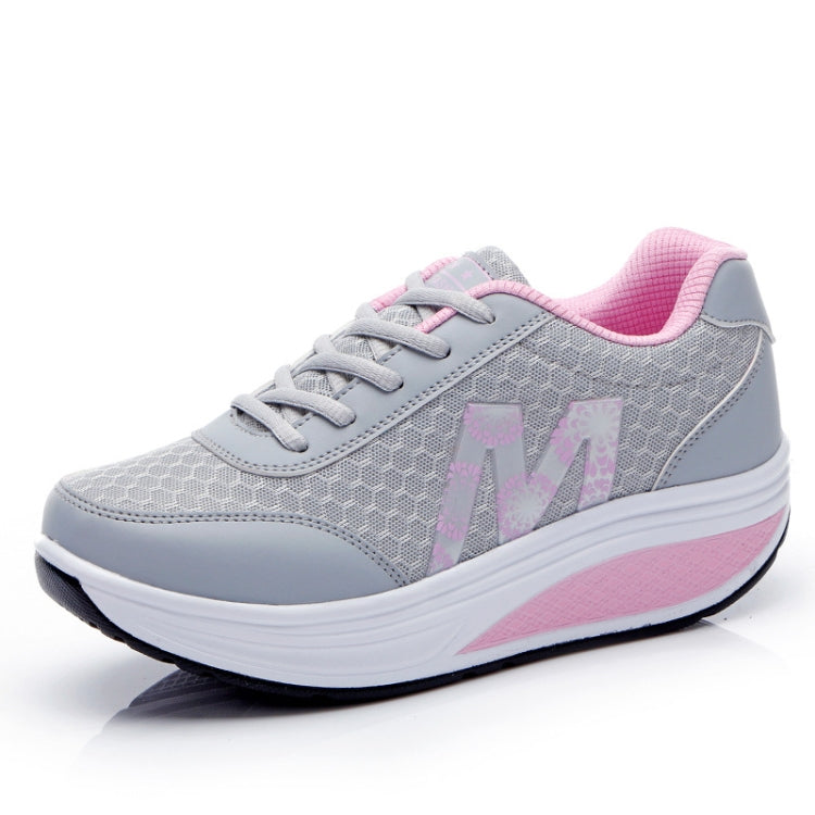 Womens Sneakers Thick Bottom Platform Shoes Mesh Breathable Rocker Shoes, Size:
