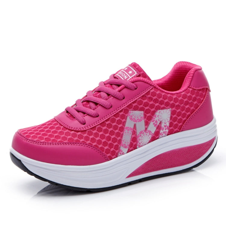 Womens Sneakers Thick Bottom Platform Shoes Mesh Breathable Rocker Shoes, Size: