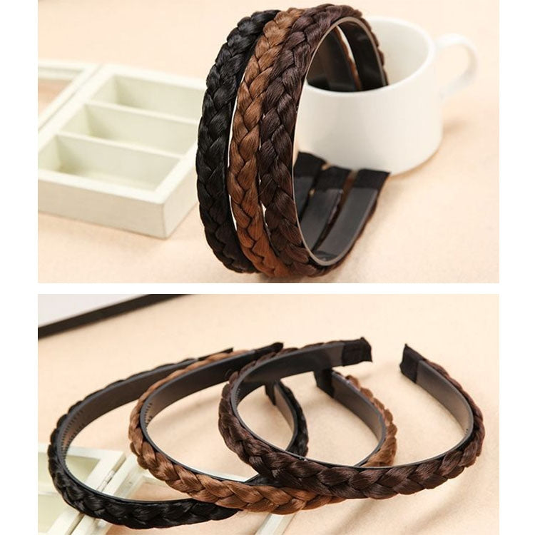 2pcs Wide-brimmed Twisted Braid Hoops Wig Non-slip Hair Accessories, Color: 1