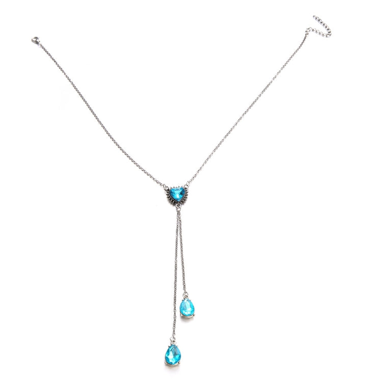 Personalized Sky Blue Heart Gemstone Pendant Necklace for Women