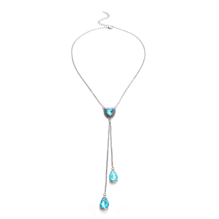 Personalized Sky Blue Heart Gemstone Pendant Necklace for Women