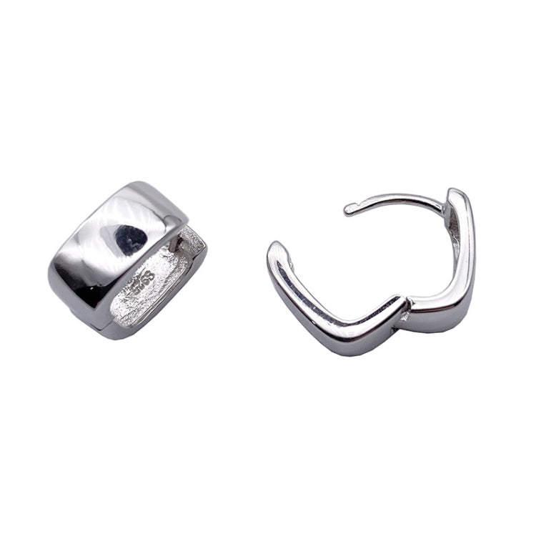 Silver Needle Wide Square Earrings Buckle Type Easy Wear Without Picking Earrings