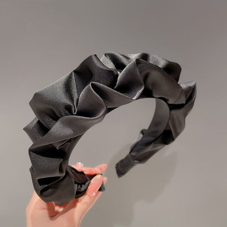 2pcs Elegant Wide-brimmed Pleated Hoops Satin Fabric Versatile Headband