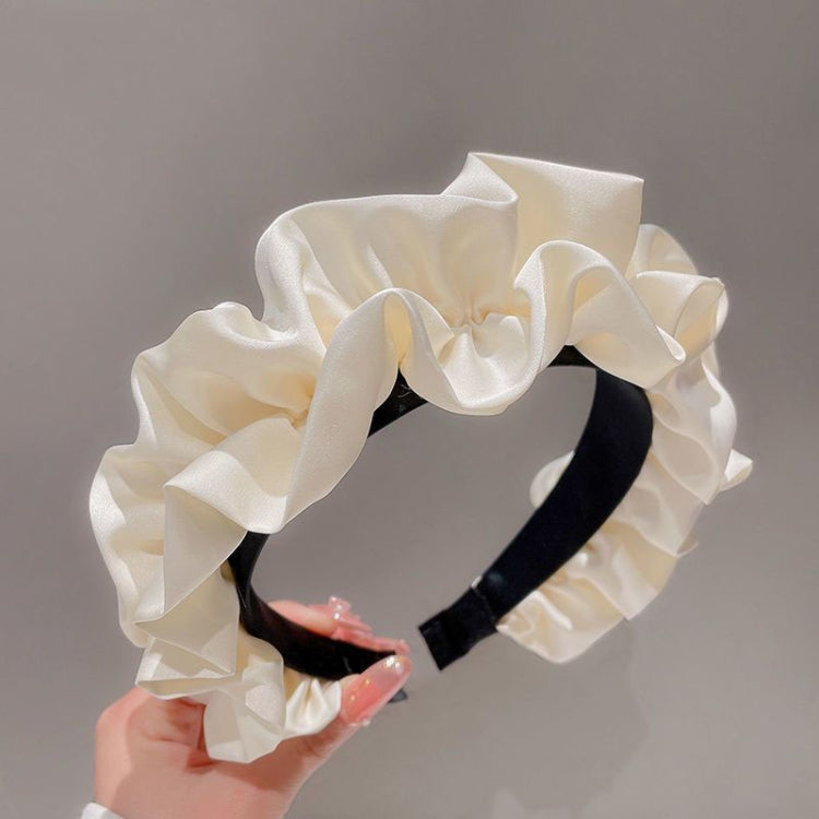 2pcs Elegant Wide-brimmed Pleated Hoops Satin Fabric Versatile Headband