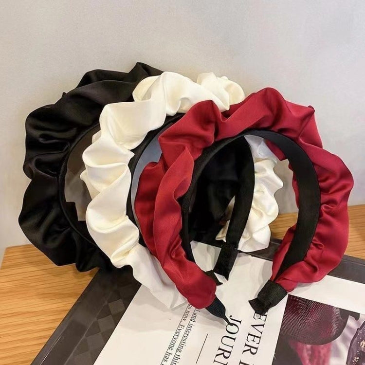 2pcs Elegant Wide-brimmed Pleated Hoops Satin Fabric Versatile Headband