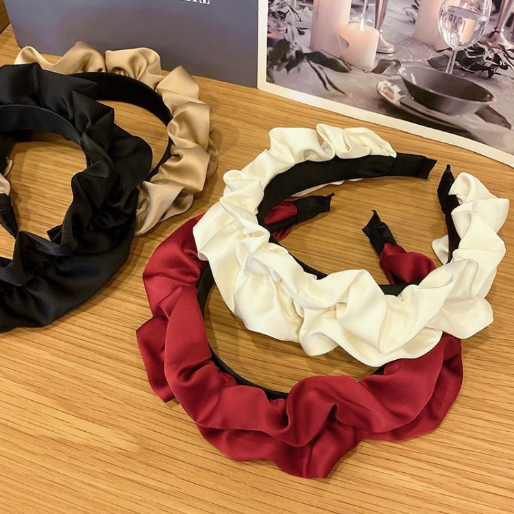 2pcs Elegant Wide-brimmed Pleated Hoops Satin Fabric Versatile Headband