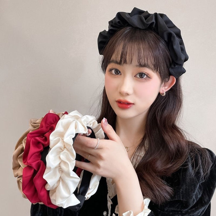 2pcs Elegant Wide-brimmed Pleated Hoops Satin Fabric Versatile Headband