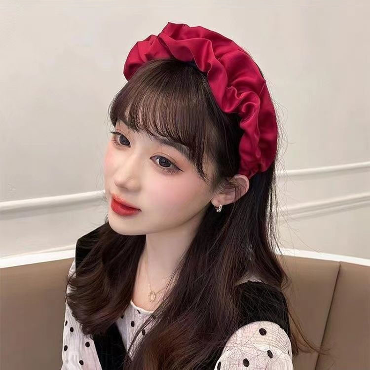 2pcs Elegant Wide-brimmed Pleated Hoops Satin Fabric Versatile Headband