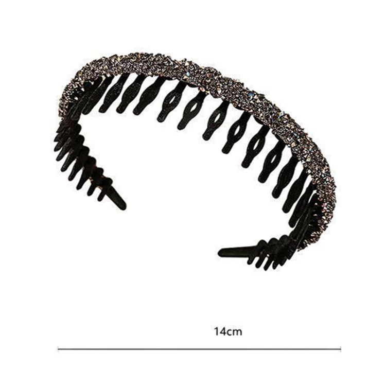 2pcs Acrylic Hair Accessories Flocking Cloth Rhinestone Wave Non-slip Headband with Comb Teeth