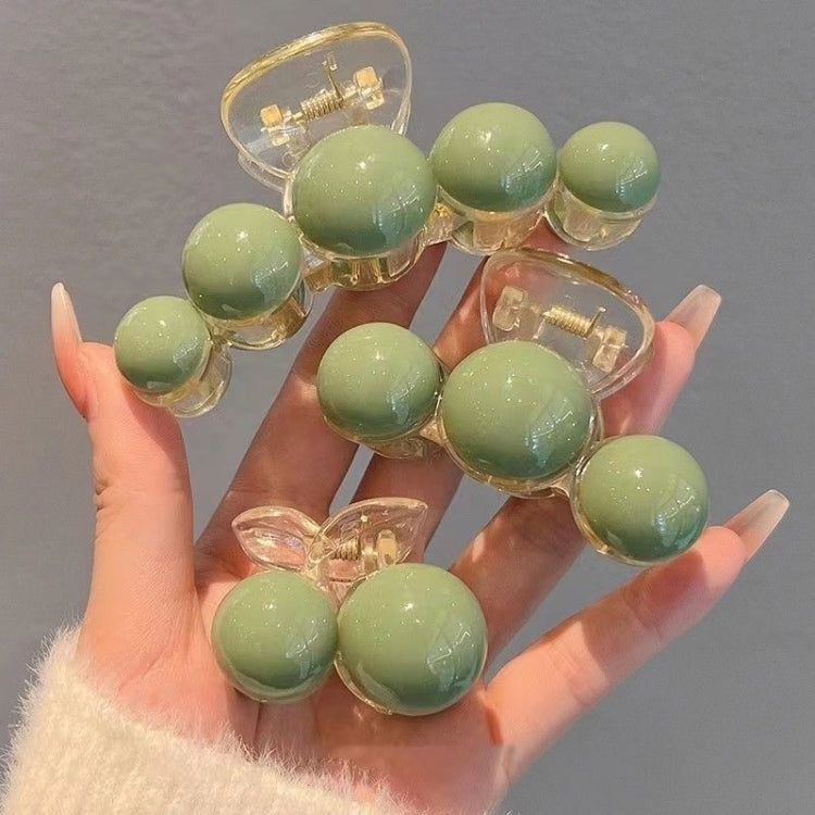 2pcs Green Pearl Acrylic Hair Clip Multifunctional Hair Accessories Clip, Style: