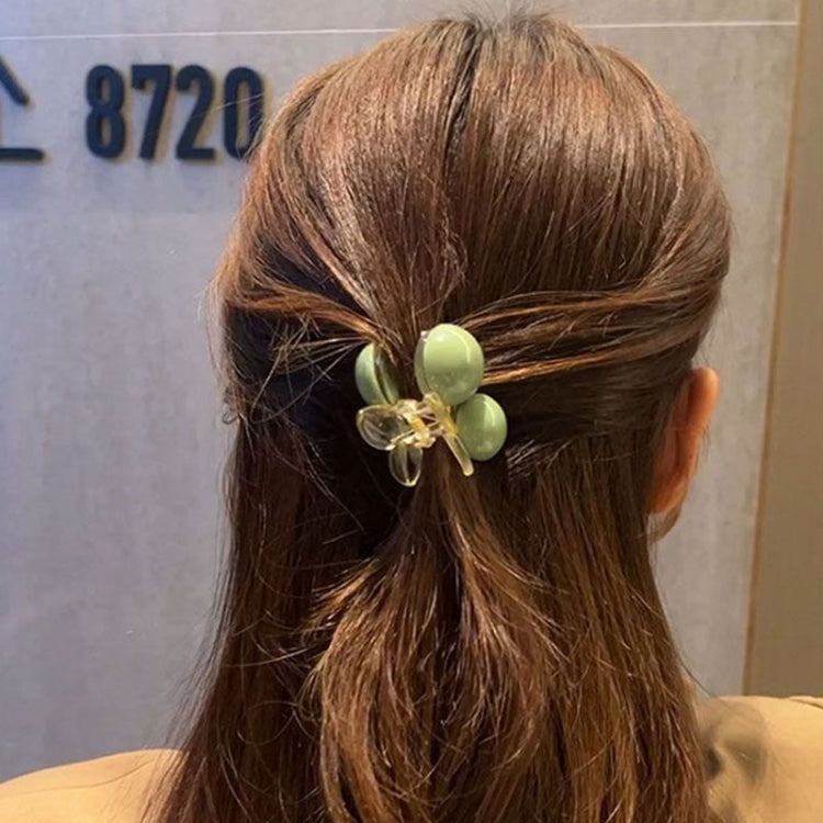2pcs Green Pearl Acrylic Hair Clip Multifunctional Hair Accessories Clip, Style: