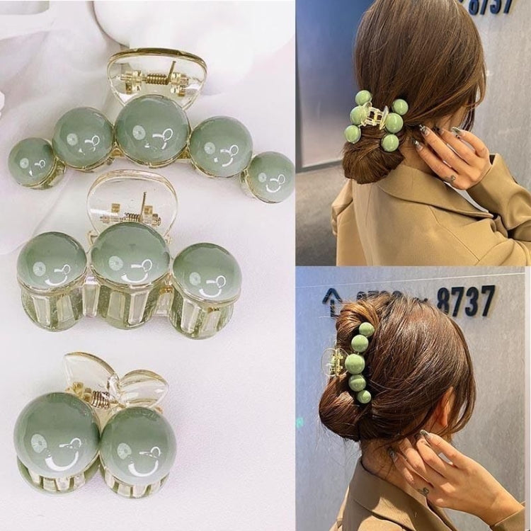 2pcs Green Pearl Acrylic Hair Clip Multifunctional Hair Accessories Clip, Style: