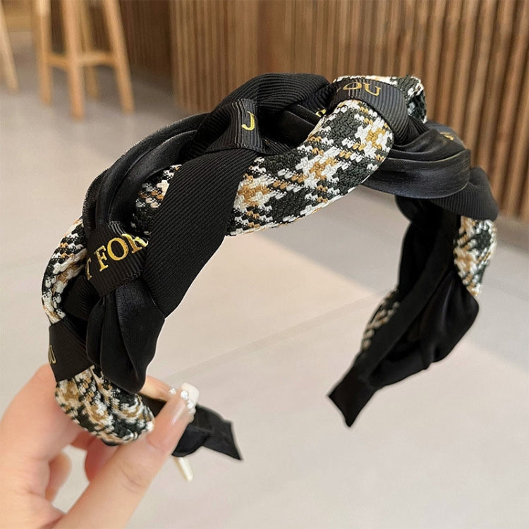2pcs Ribbon Woven Letter Pattern Elegant Retro Non-slip Headband