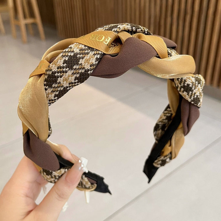 2pcs Ribbon Woven Letter Pattern Elegant Retro Non-slip Headband