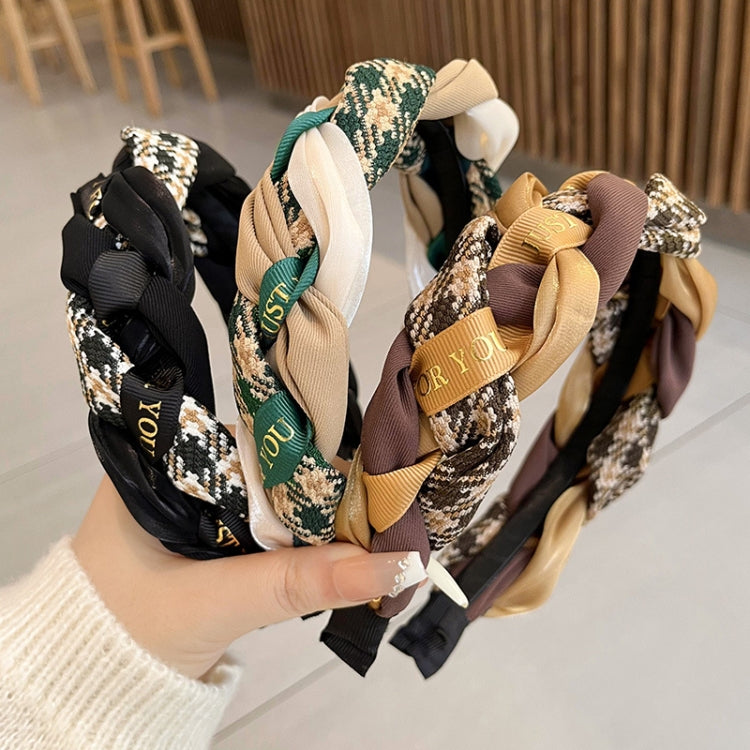 2pcs Ribbon Woven Letter Pattern Elegant Retro Non-slip Headband