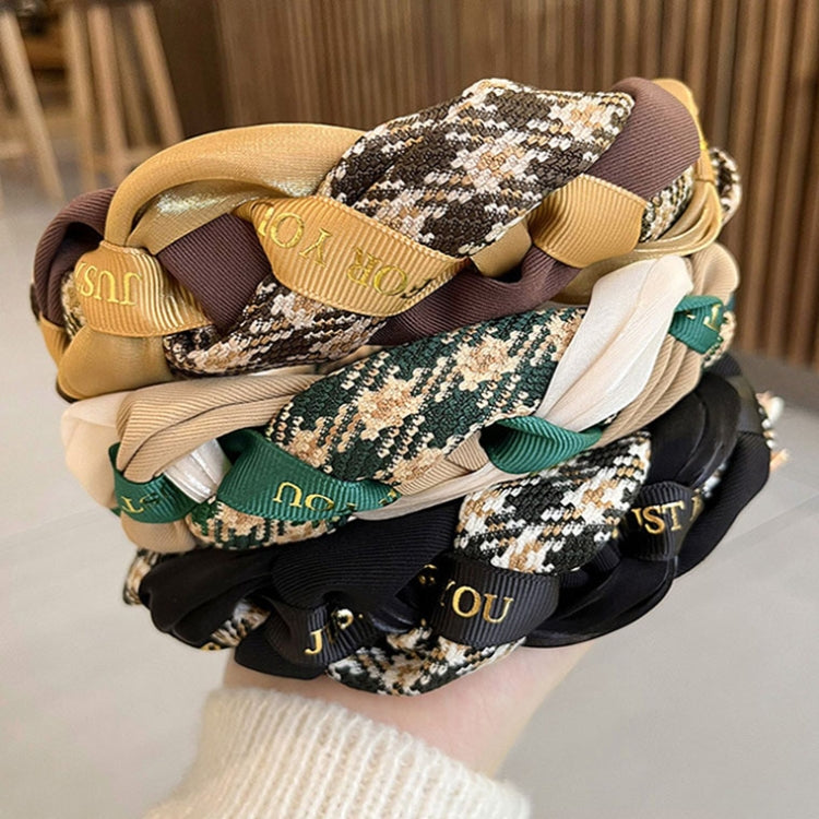 2pcs Ribbon Woven Letter Pattern Elegant Retro Non-slip Headband