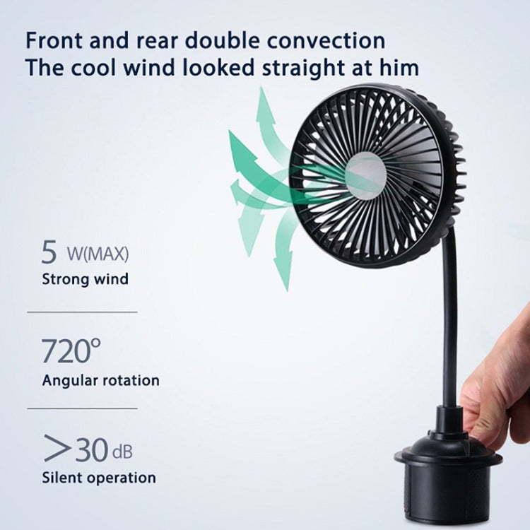 12V/24V High Wind Cooling USB Car Cup Holder Single Head Fan(R-8050)
