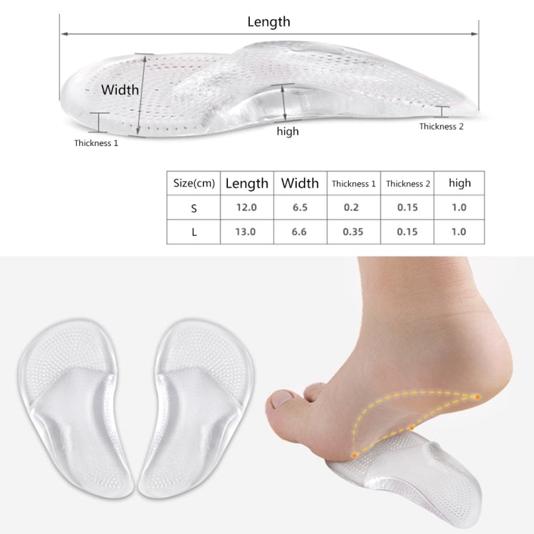 1pair Flat Feet Arch Support Shoe Insoles Adhesive Reusable Arch Cushions, Size: