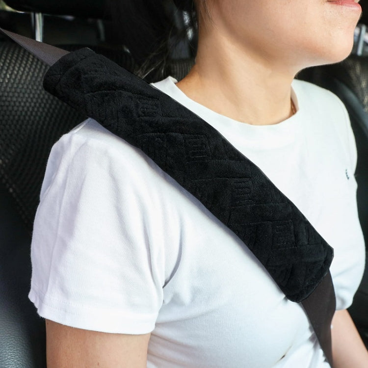 1pair Car Plush Seat Belt Embroidered Shoulder Pad Cover