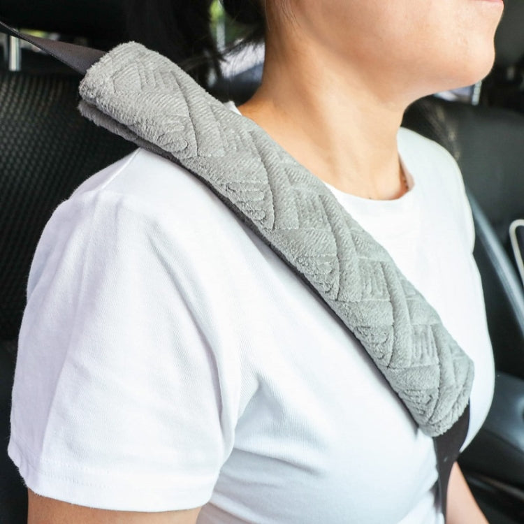 1pair Car Plush Seat Belt Embroidered Shoulder Pad Cover