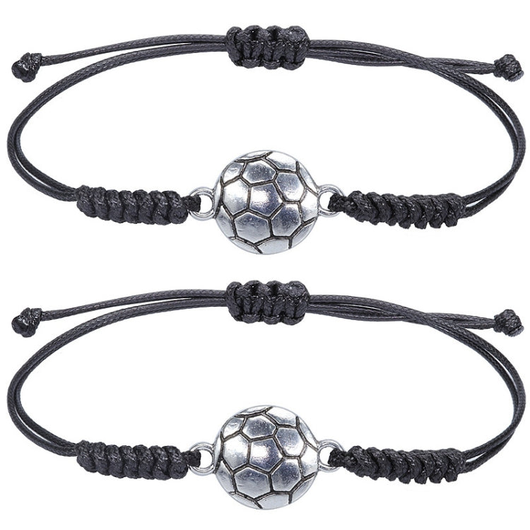 10pcs Hand-Woven Adjustable Alloy Baseball Football Basketball Volleyball Bracelet