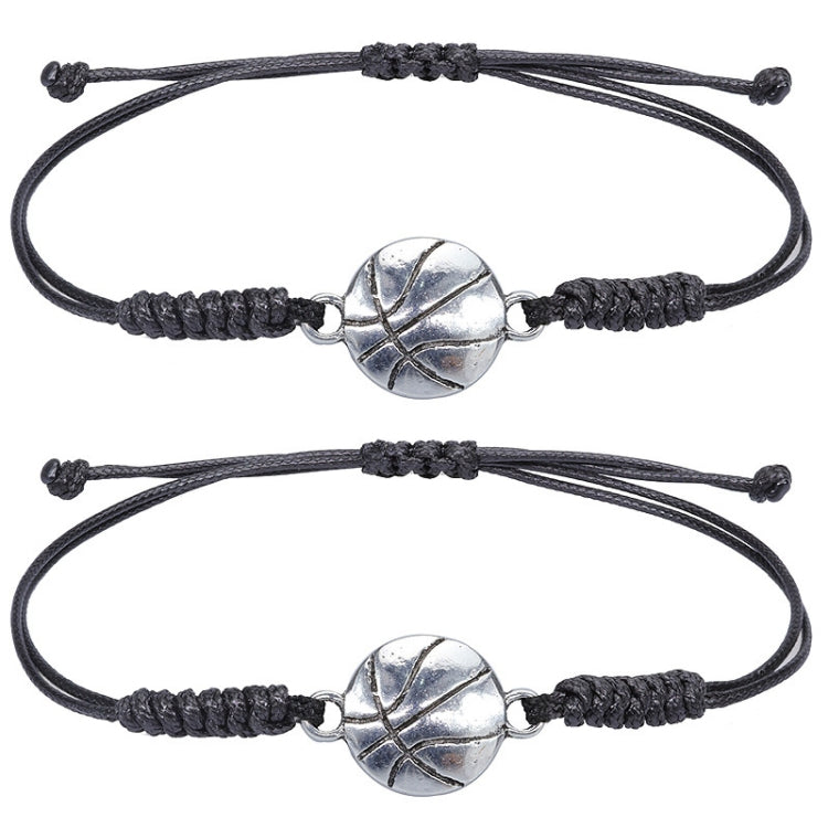 10pcs Hand-Woven Adjustable Alloy Baseball Football Basketball Volleyball Bracelet
