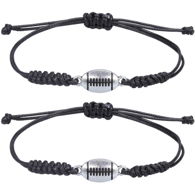 10pcs Hand-Woven Adjustable Alloy Baseball Football Basketball Volleyball Bracelet