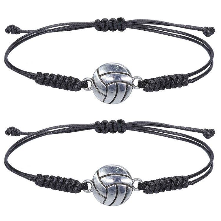 10pcs Hand-Woven Adjustable Alloy Baseball Football Basketball Volleyball Bracelet