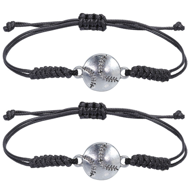 10pcs Hand-Woven Adjustable Alloy Baseball Football Basketball Volleyball Bracelet