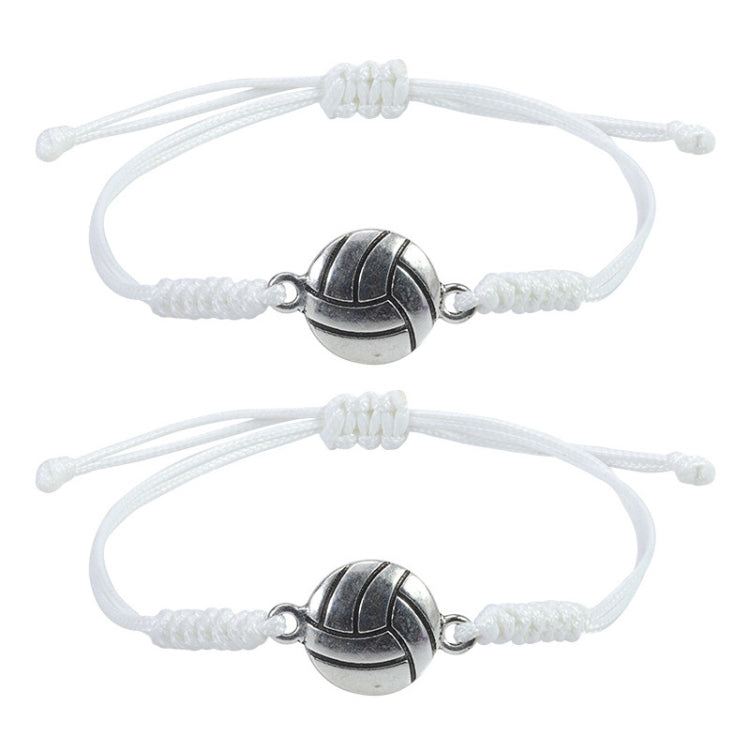 10pcs Hand-Woven Adjustable Alloy Baseball Football Basketball Volleyball Bracelet