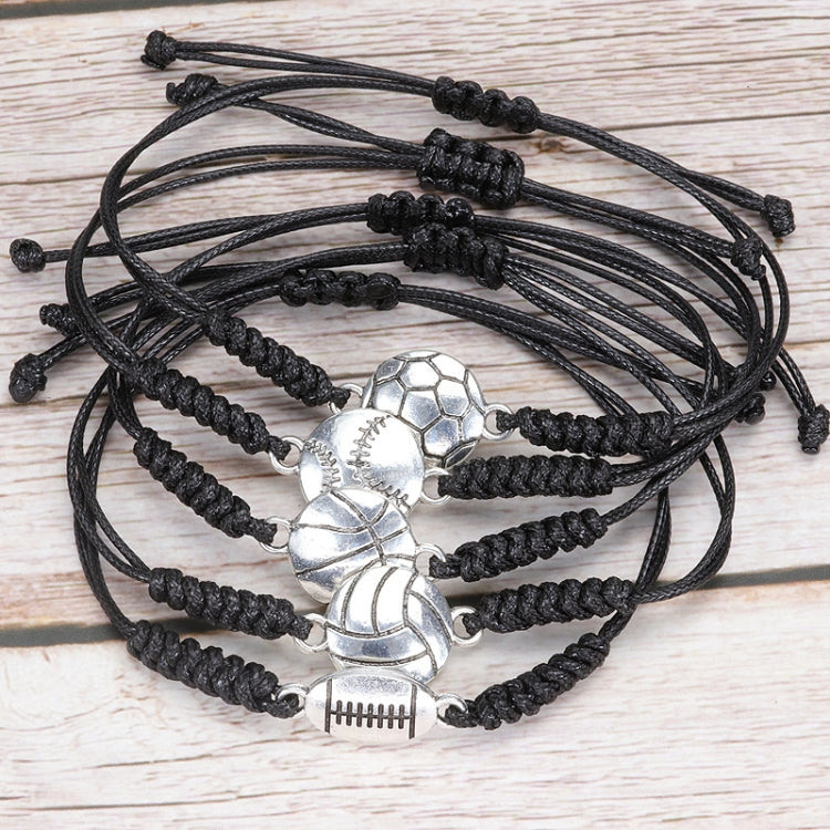 10pcs Hand-Woven Adjustable Alloy Baseball Football Basketball Volleyball Bracelet