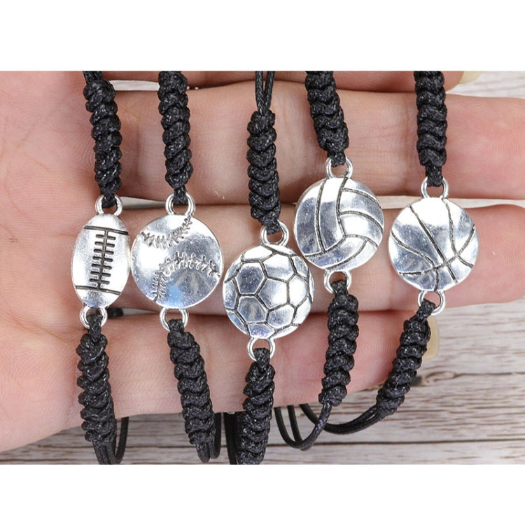 10pcs Hand-Woven Adjustable Alloy Baseball Football Basketball Volleyball Bracelet