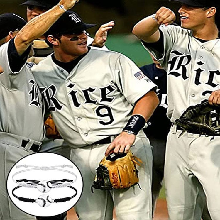 10pcs Hand-Woven Adjustable Alloy Baseball Football Basketball Volleyball Bracelet
