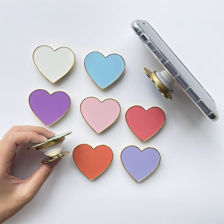 2pcs Electroplated Gold Trimmed Heart Shaped Retractable Cell Phone Buckle Air Bag Bracket