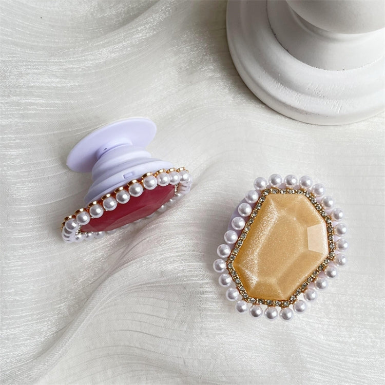 2pcs Pearl Diamond Airbag Phone Holder Lazy Desktop Retractable Ring Buckle Bracket