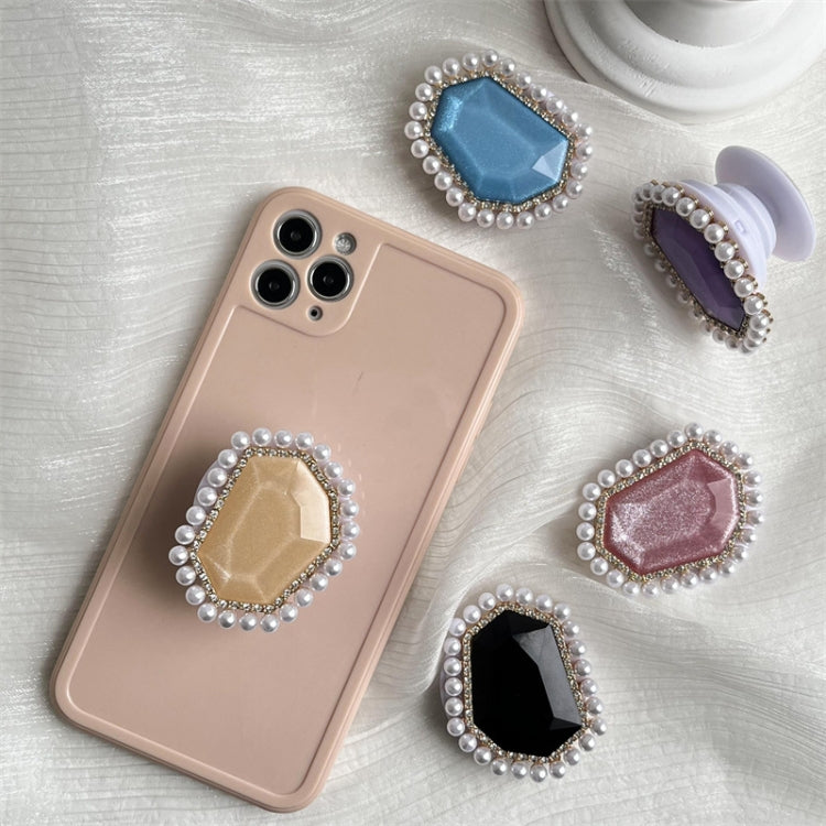 2pcs Pearl Diamond Airbag Phone Holder Lazy Desktop Retractable Ring Buckle Bracket