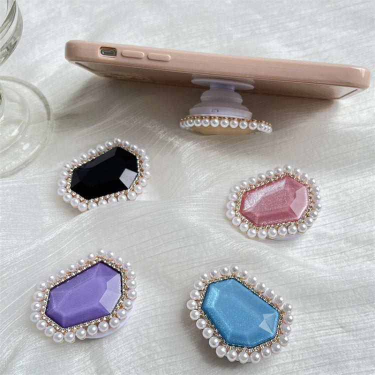 2pcs Pearl Diamond Airbag Phone Holder Lazy Desktop Retractable Ring Buckle Bracket