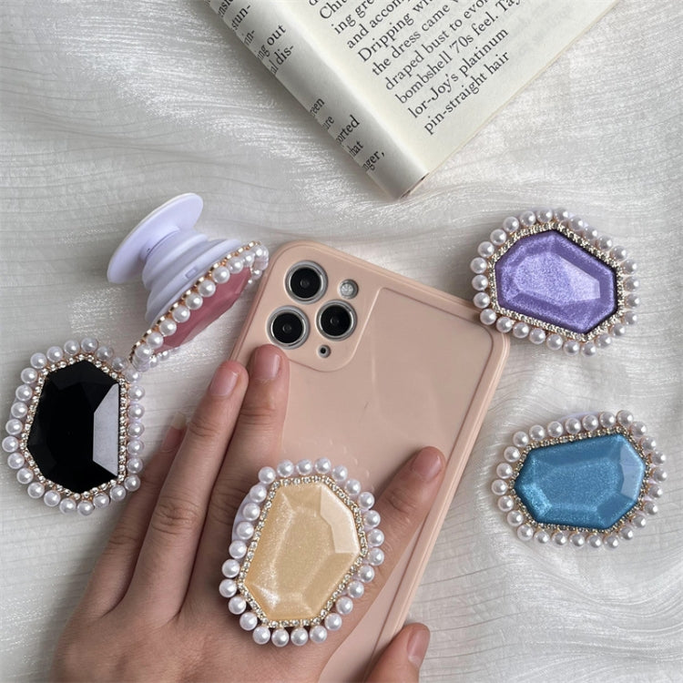 2pcs Pearl Diamond Airbag Phone Holder Lazy Desktop Retractable Ring Buckle Bracket