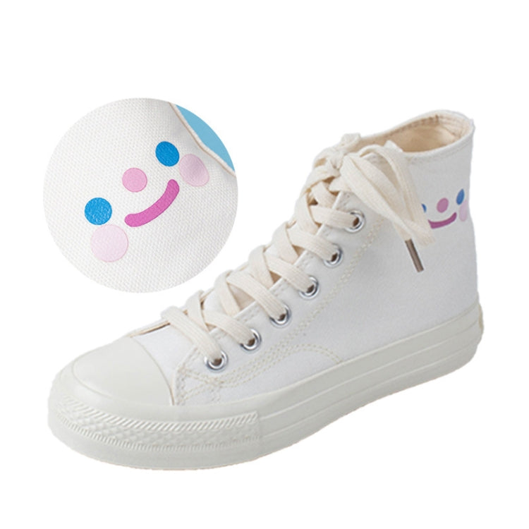 Hand Painted High Top Canvas Shoes Emoticon Students Re-Engraved Casual Women Shoes, Size: