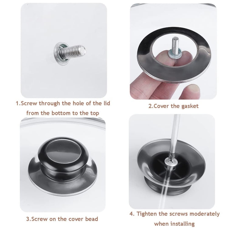 2pcs Stainless Steel Lid Handle Plastic Top Bead