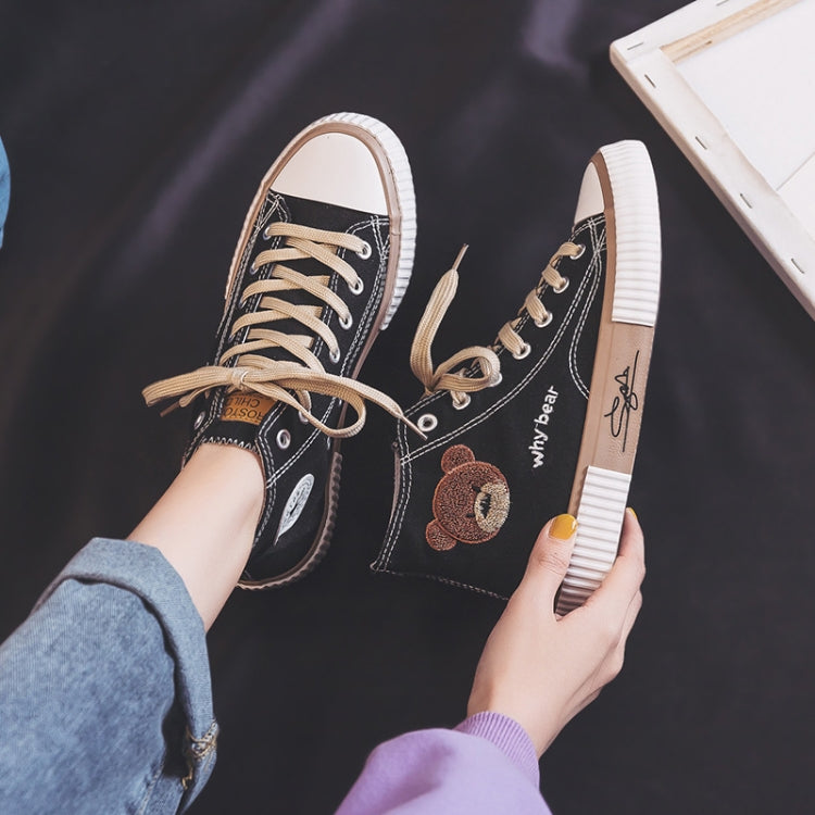 Bear High-top Canvas Shoes Casual Vulcanized Shoes, Size: