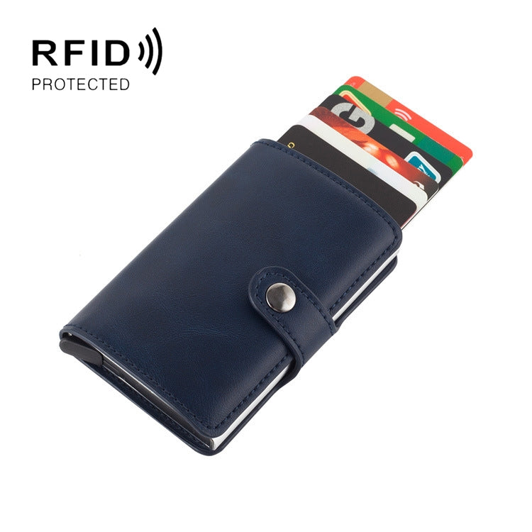 PU Leather Aluminum Alloy Credit Card Case Card Holder RFID  Multipurpose Business Card Wallet