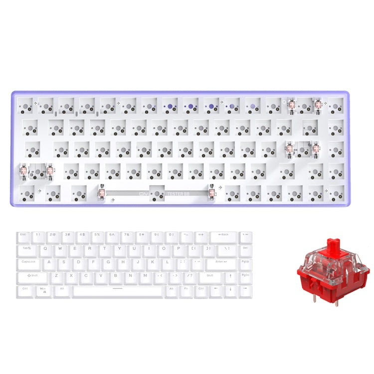 Dual-mode Bluetooth/Wireless Customized Hot Swap Keyboard Kit + Red Shaft + Keycap, Color: